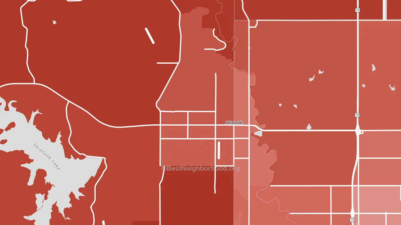 74070, OK block-group political-lean map