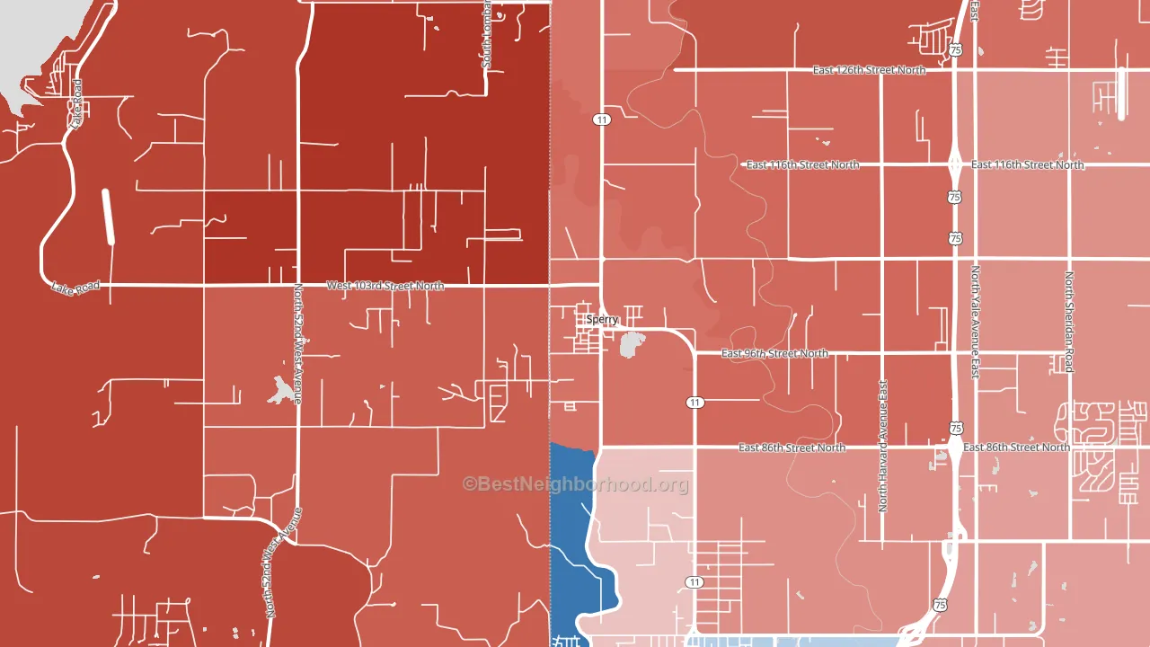 74073, OK block-group political-lean map