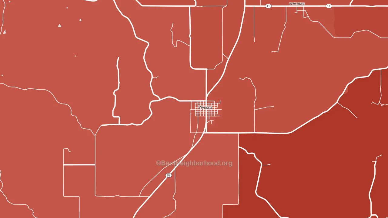 74084, OK block-group political-lean map