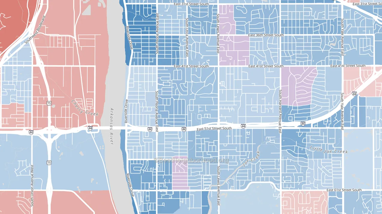 74105, OK block-group political-lean map