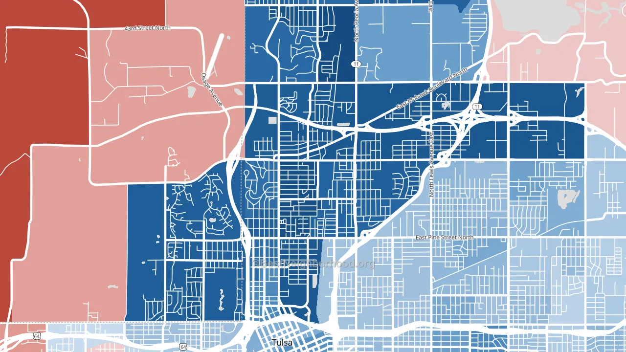 74106, OK block-group political-lean map