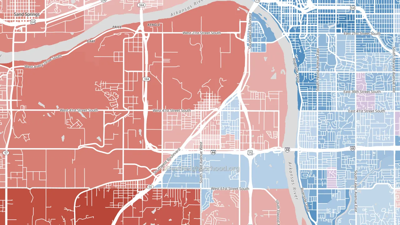 74107, OK block-group political-lean map