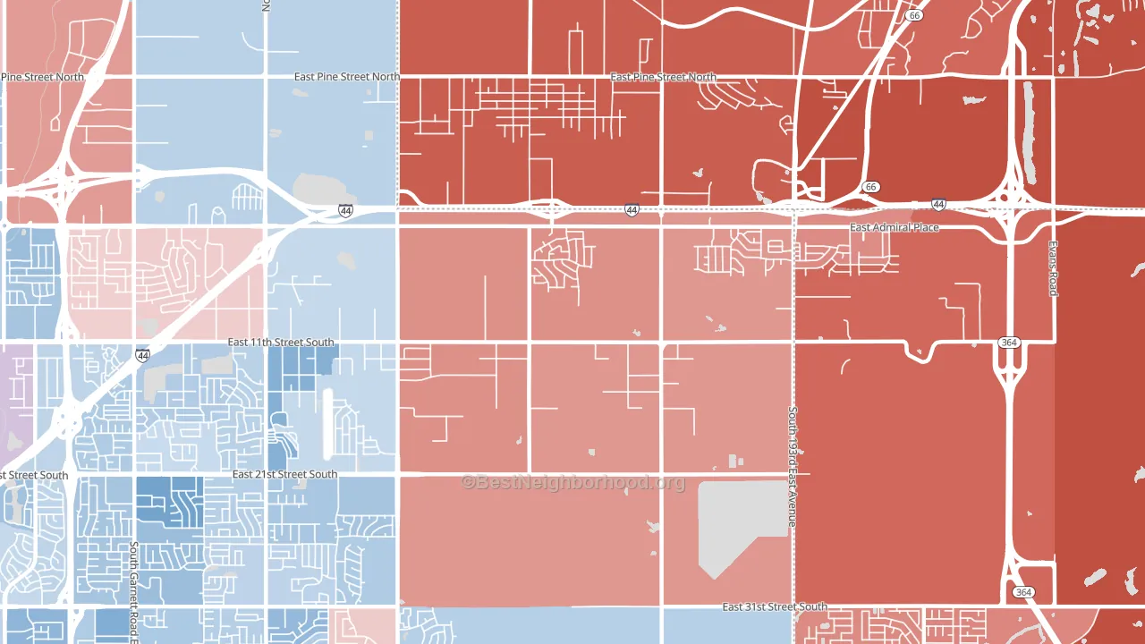 74108, OK block-group political-lean map