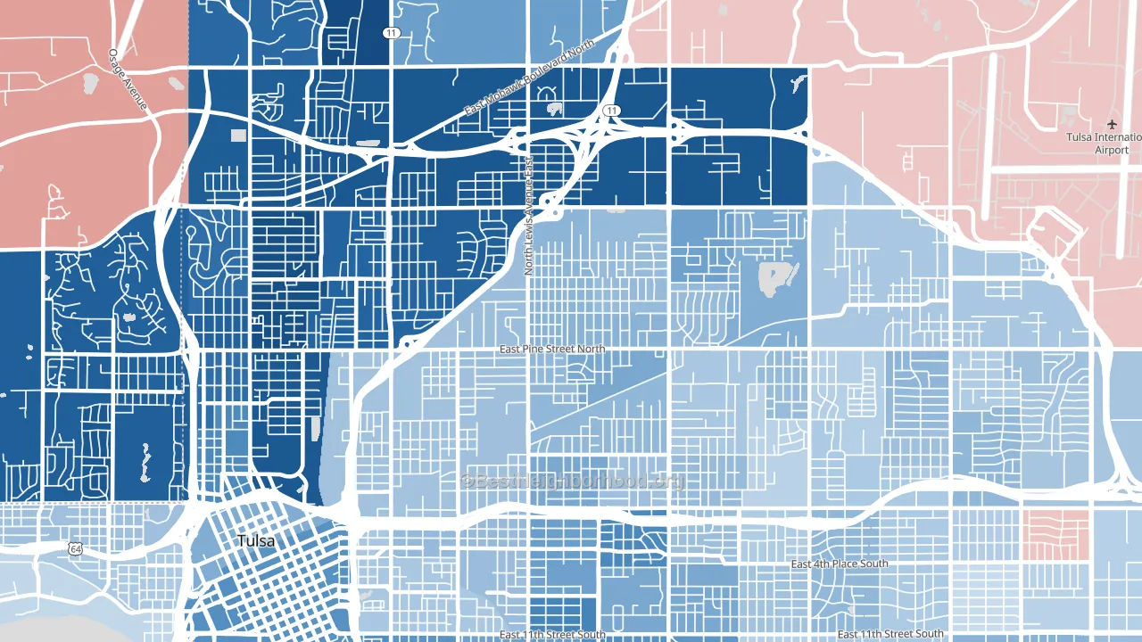 74110, OK block-group political-lean map