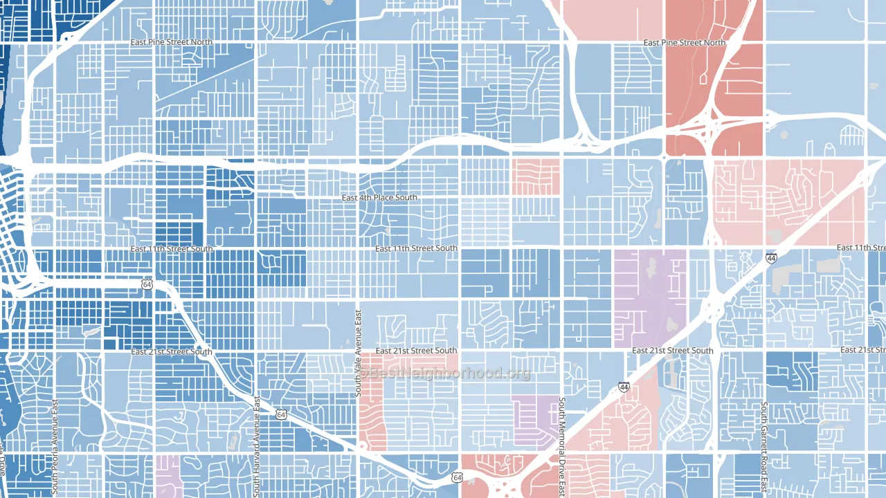 74112, OK block-group political-lean map