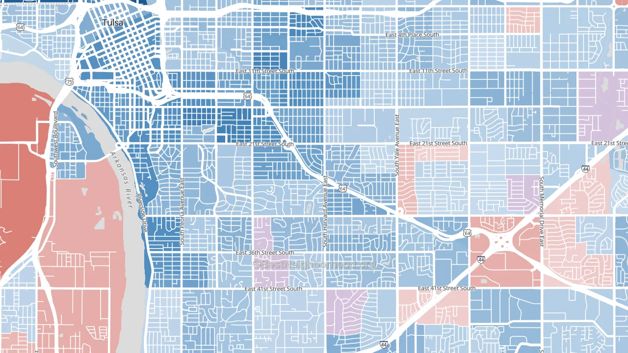 74114, OK block-group political-lean map