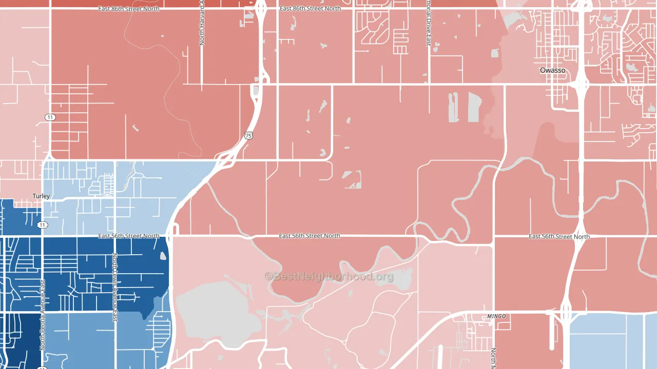 74117, OK block-group political-lean map