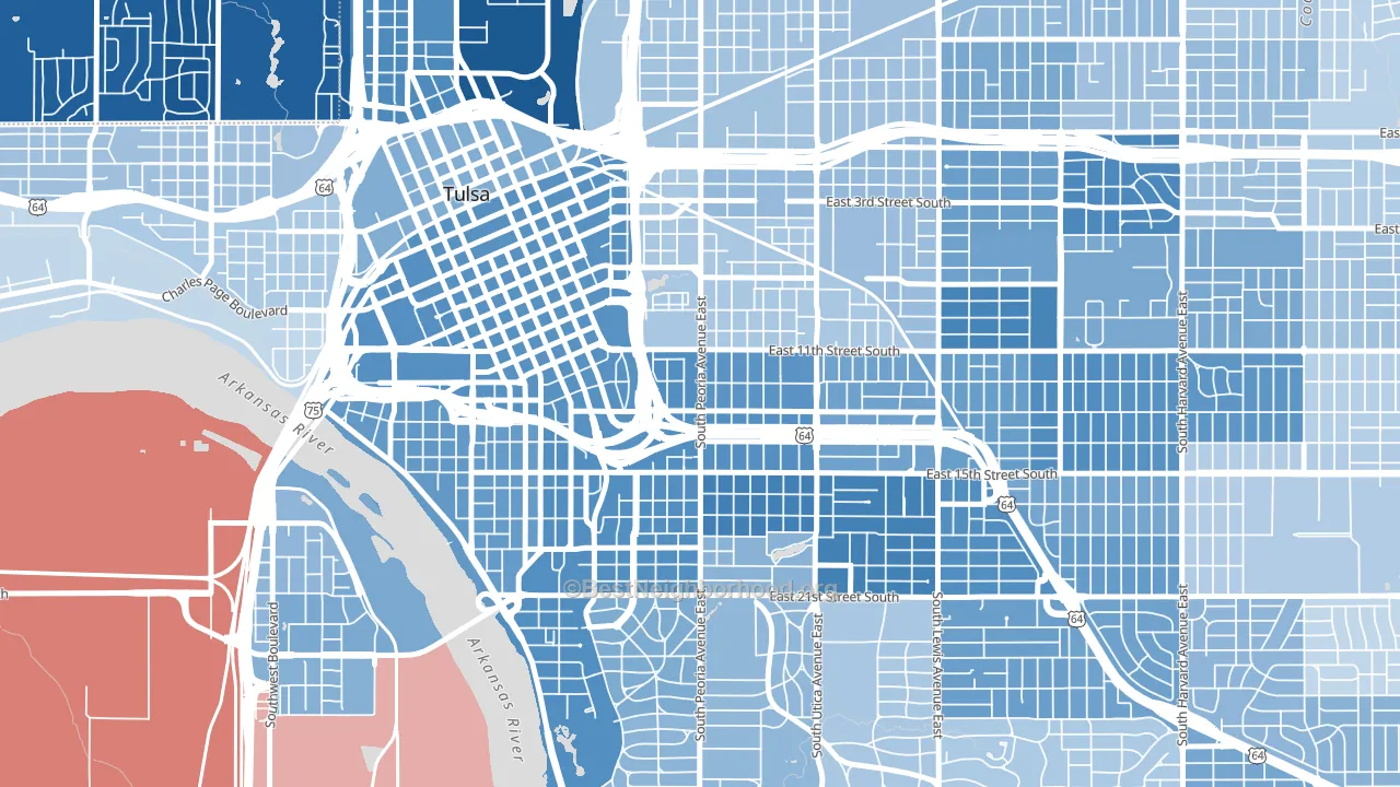 74120, OK block-group political-lean map