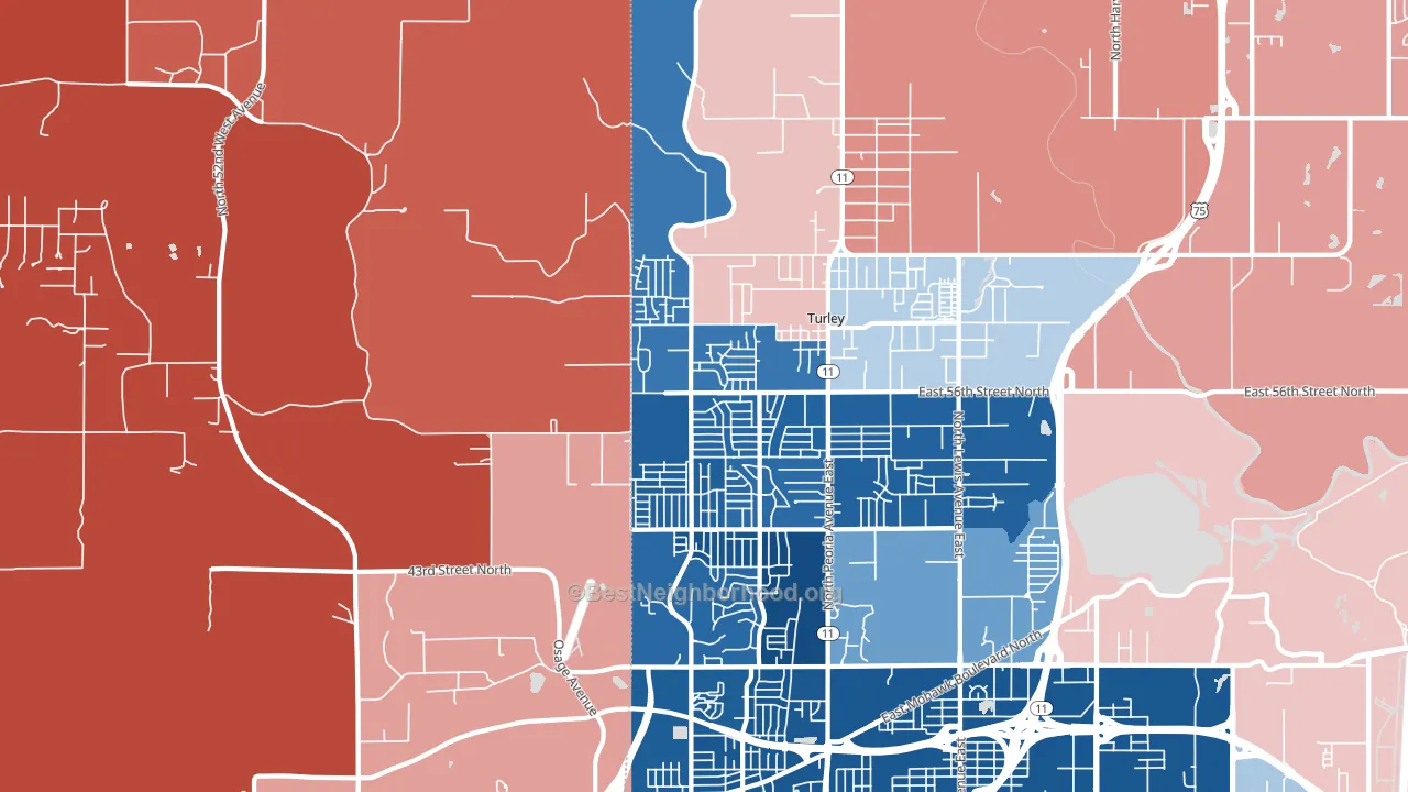 74126, OK block-group political-lean map