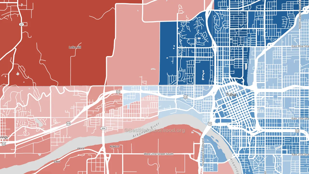 74127, OK block-group political-lean map