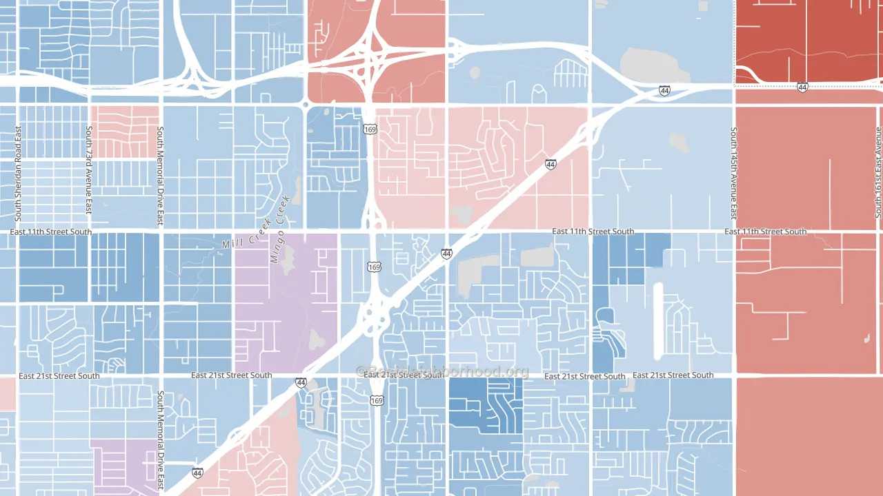 74128, OK block-group political-lean map
