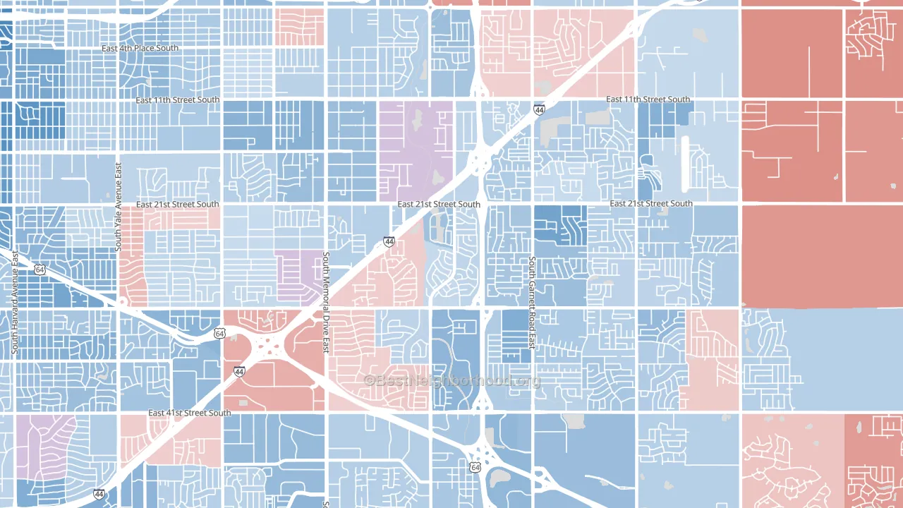 74129, OK block-group political-lean map
