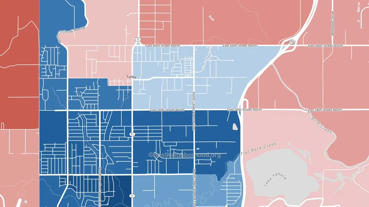 74130, OK block-group political-lean map