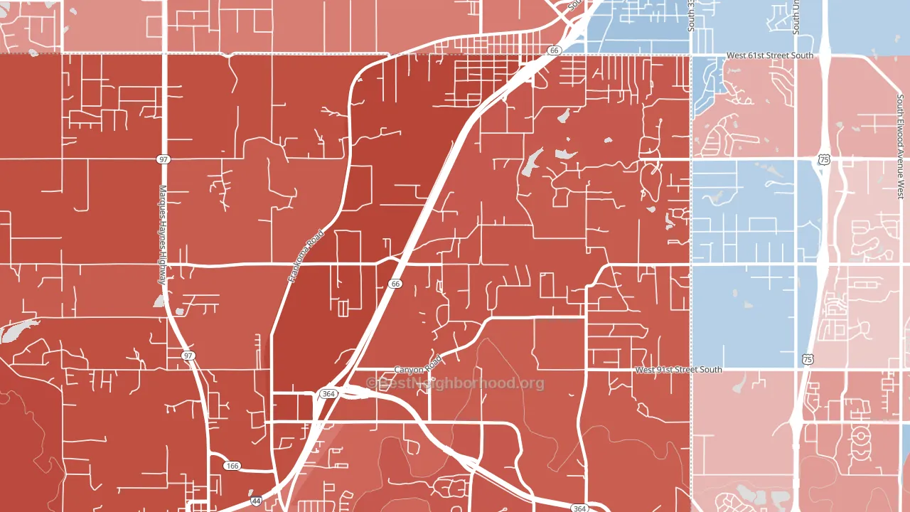 74131, OK block-group political-lean map