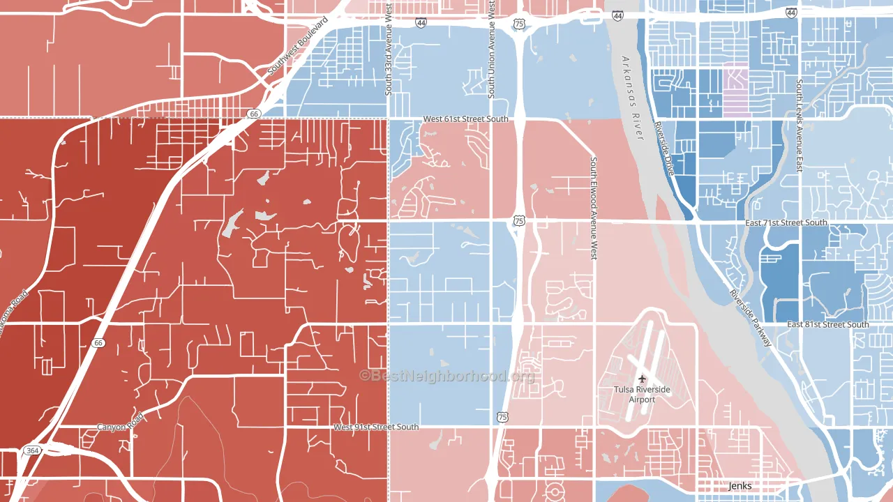 74132, OK block-group political-lean map