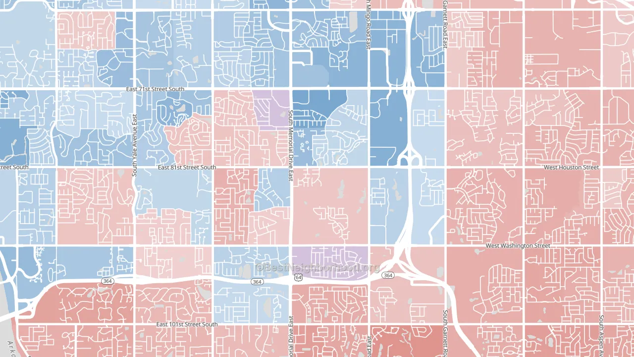 74133, OK block-group political-lean map