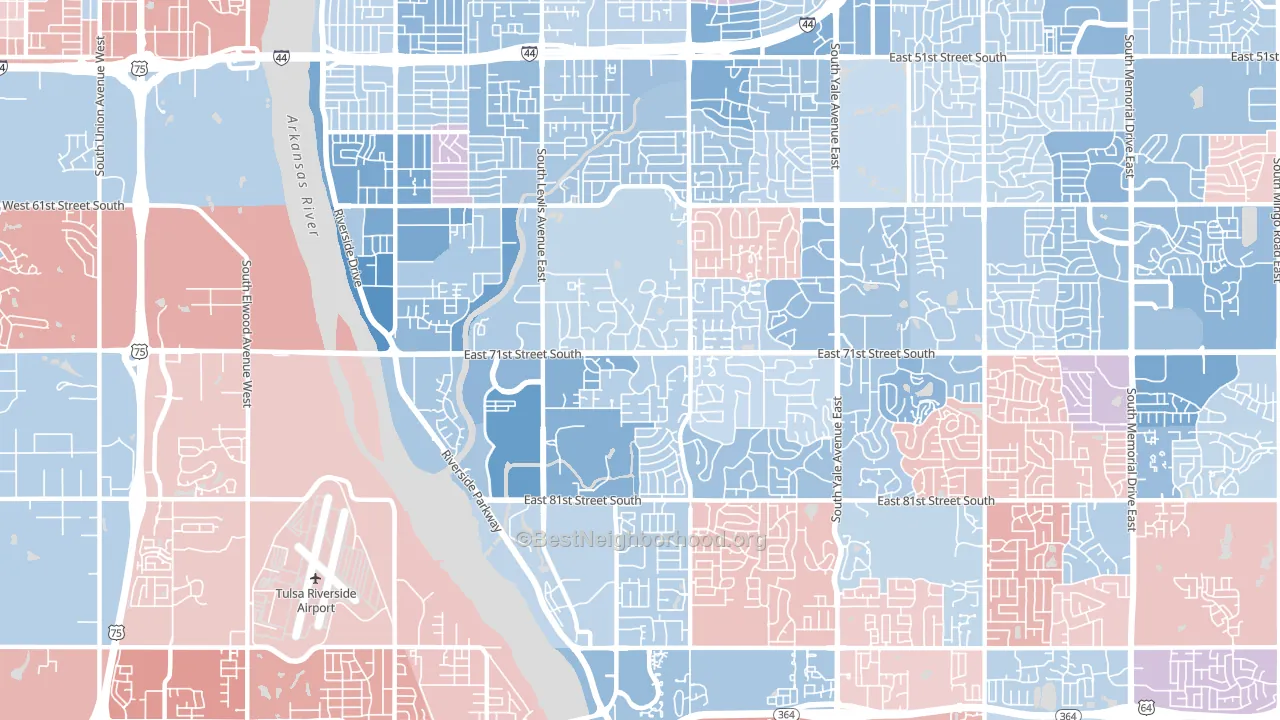 74136, OK block-group political-lean map
