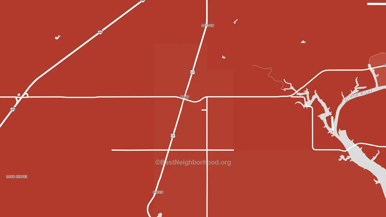 74330, OK block-group political-lean map