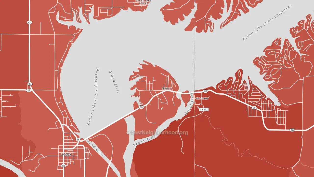 74340, OK block-group political-lean map
