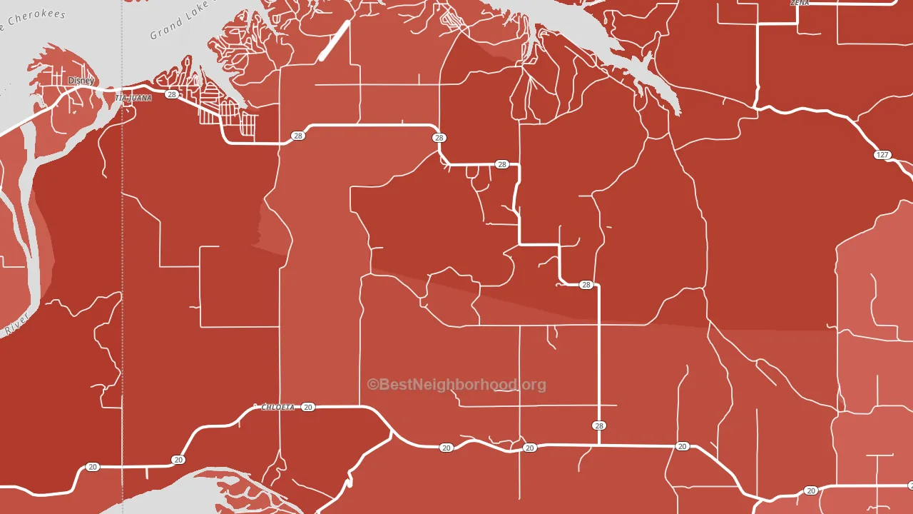 74342, OK block-group political-lean map