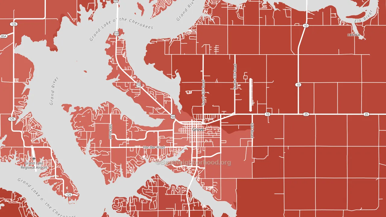 74344, OK block-group political-lean map