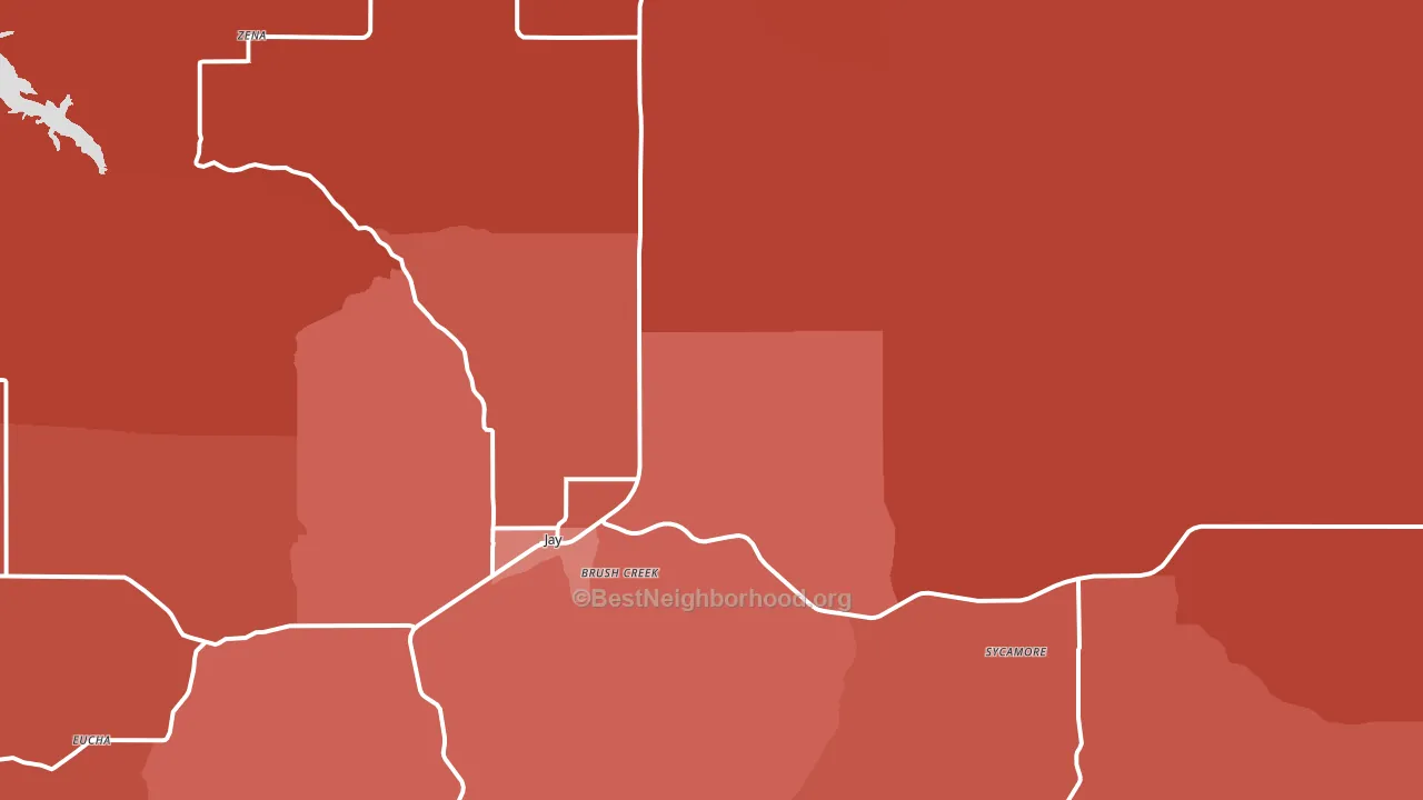 74346, OK block-group political-lean map