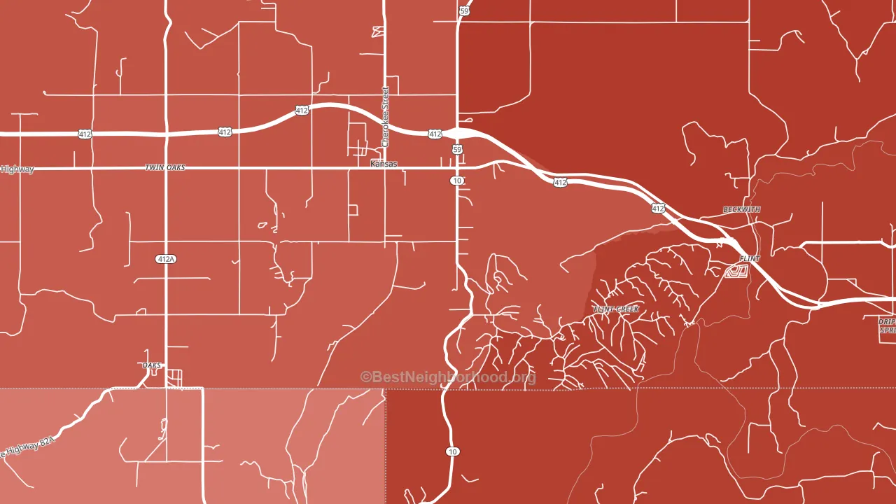 74347, OK block-group political-lean map
