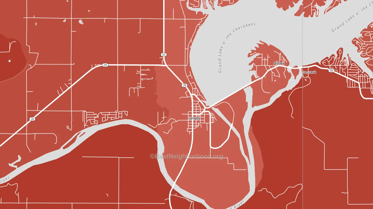 74350, OK block-group political-lean map