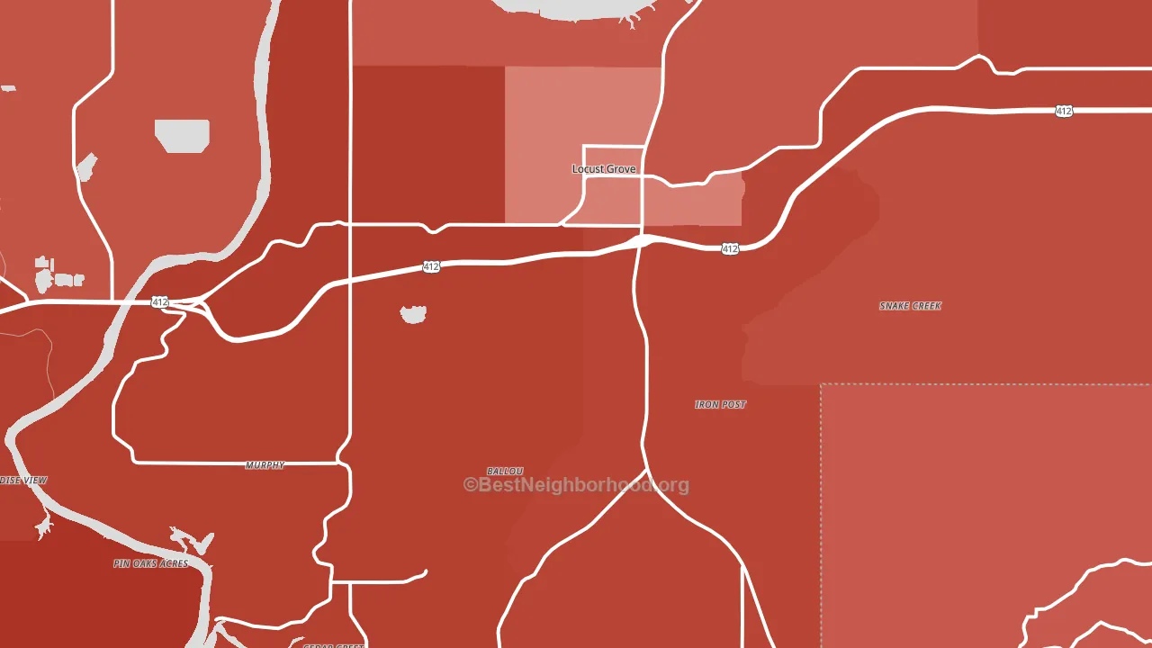 74352, OK block-group political-lean map