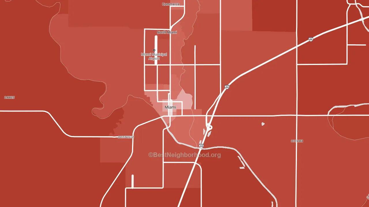 74354, OK block-group political-lean map