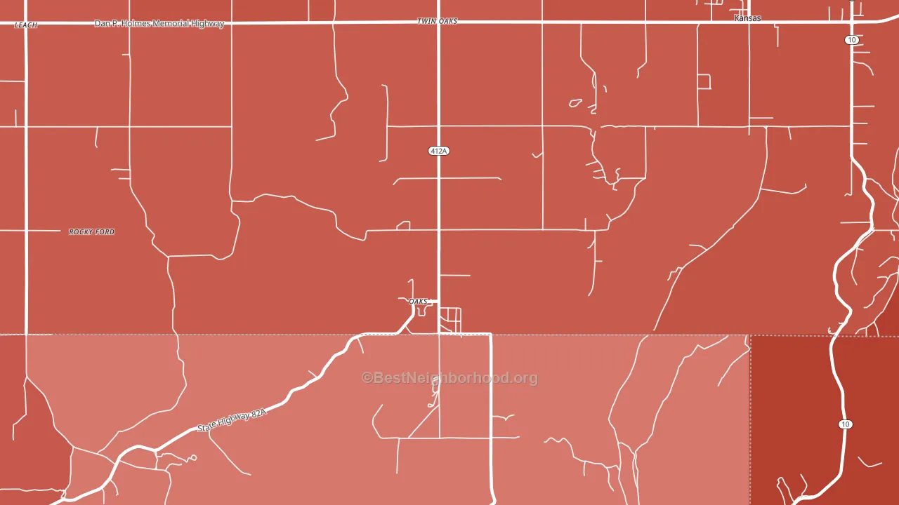 74359, OK block-group political-lean map