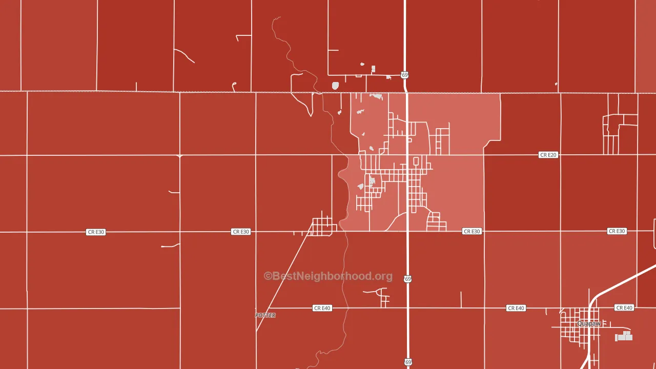 74360, OK block-group political-lean map