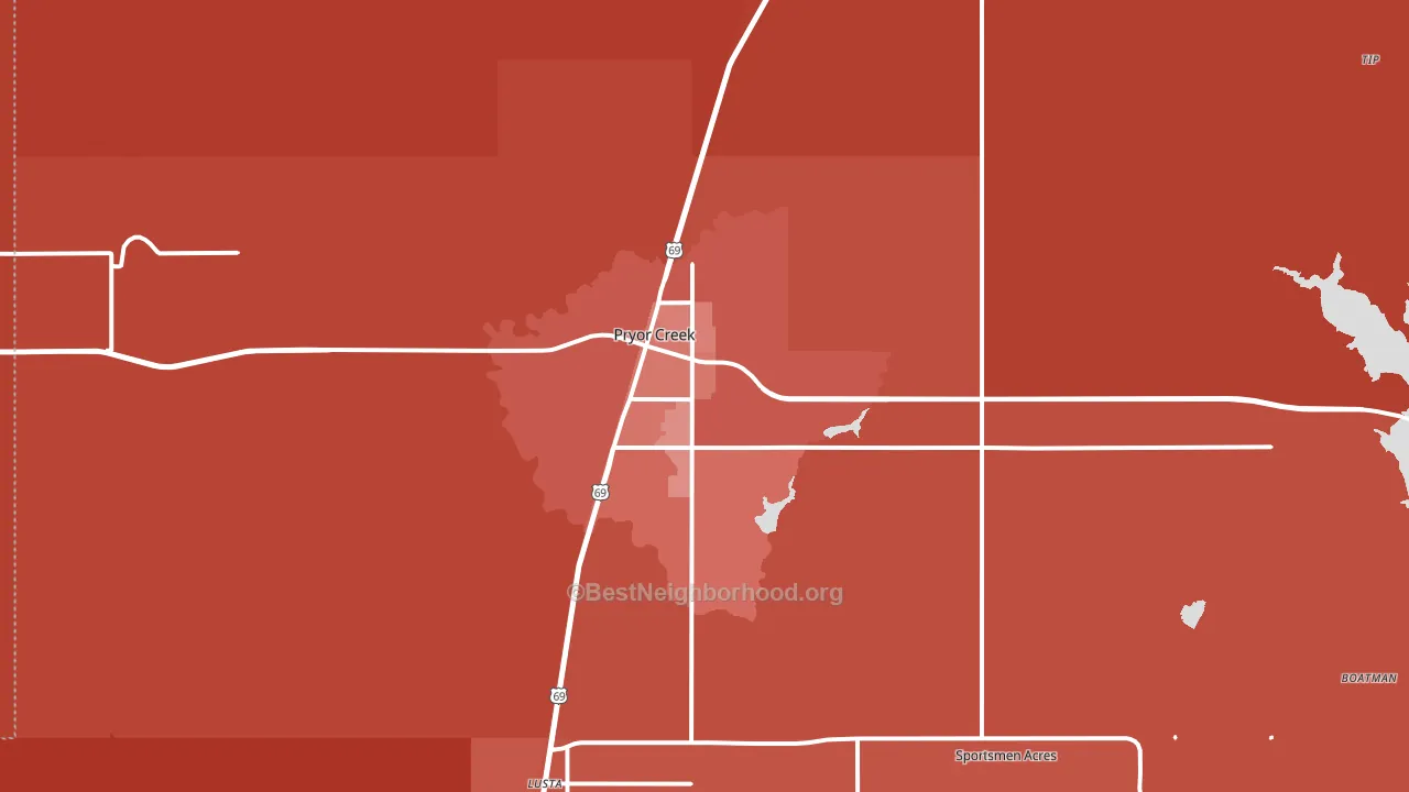74361, OK block-group political-lean map