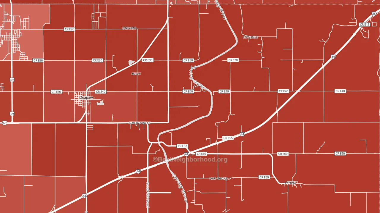 74363, OK block-group political-lean map