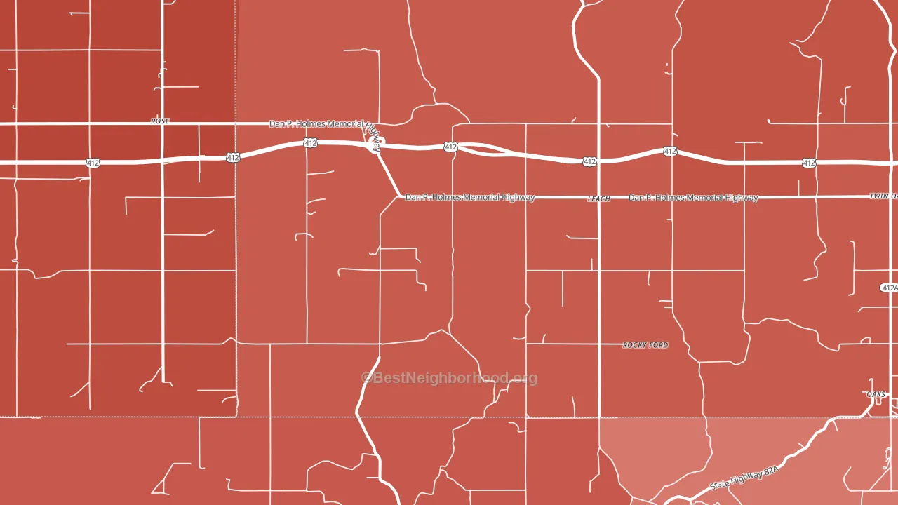 74364, OK block-group political-lean map