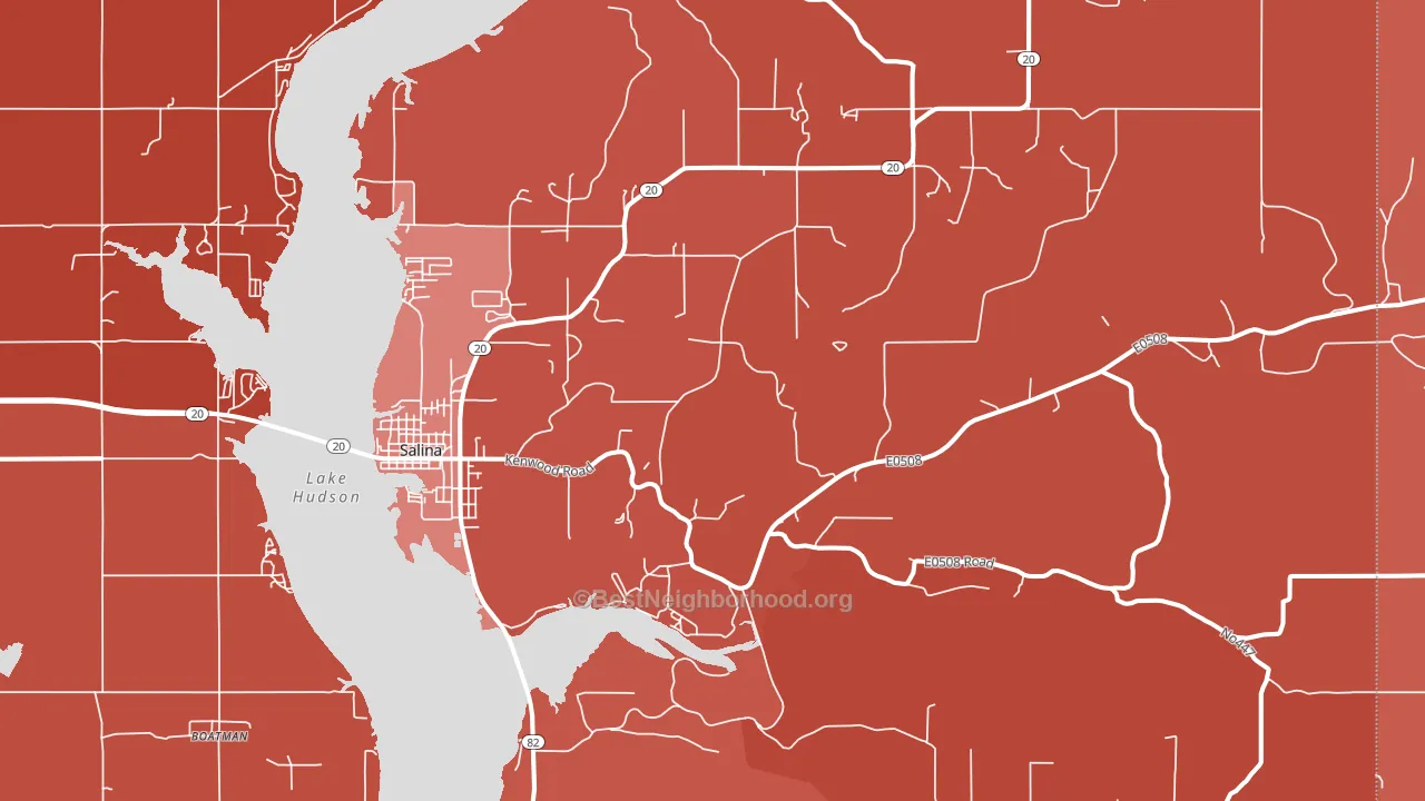74365, OK block-group political-lean map