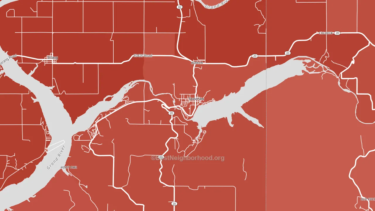 74366, OK block-group political-lean map