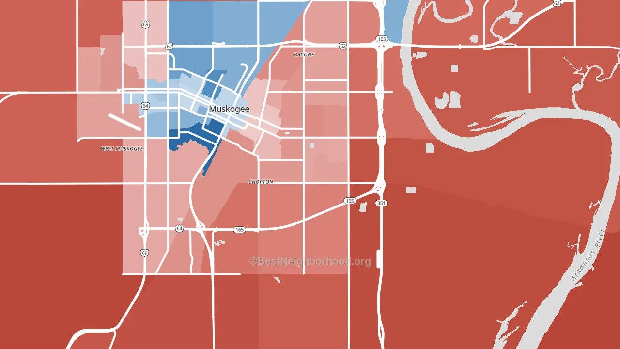 74403, OK block-group political-lean map