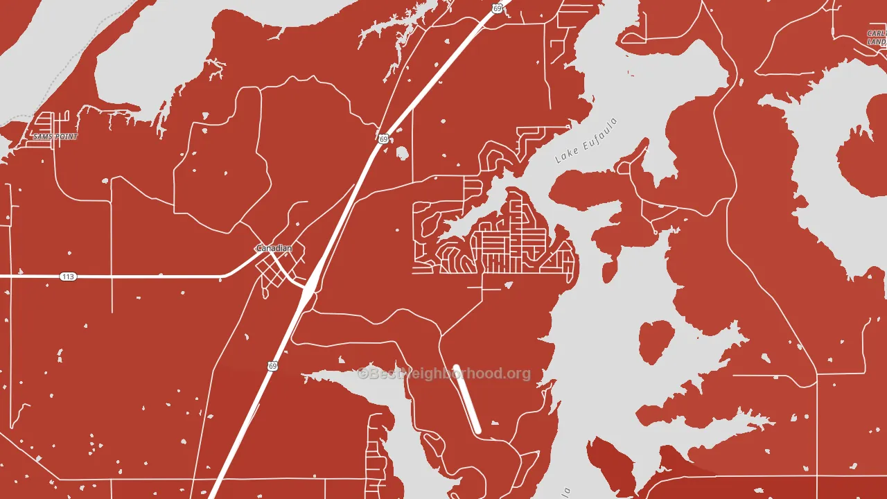 74425, OK block-group political-lean map