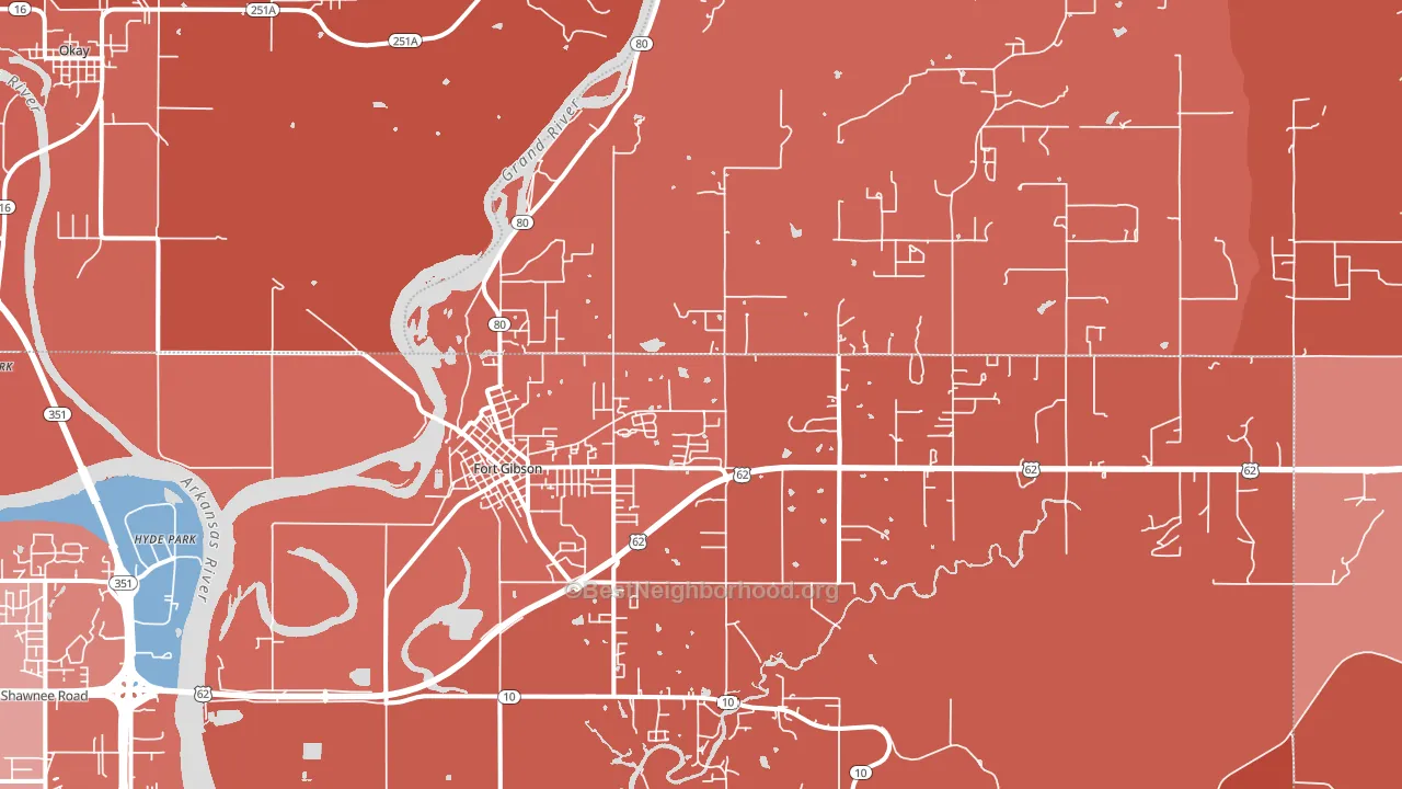 74434, OK block-group political-lean map