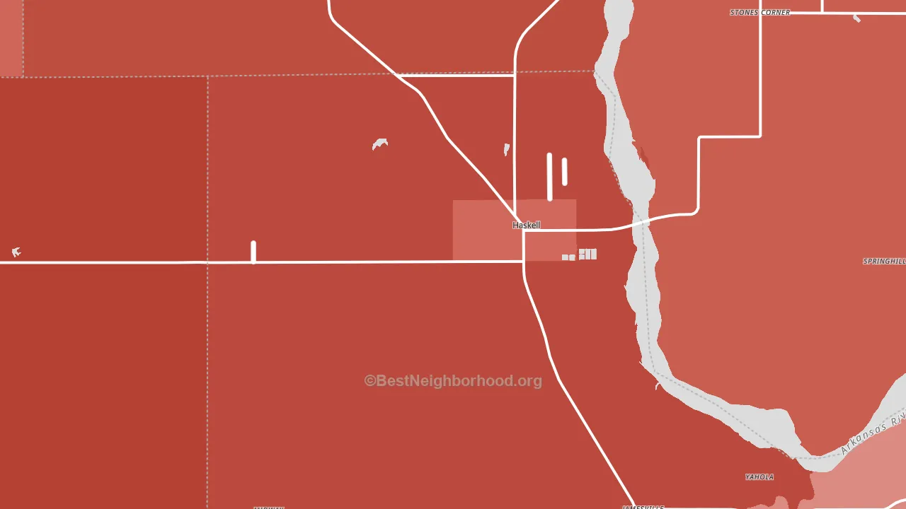 74436, OK block-group political-lean map