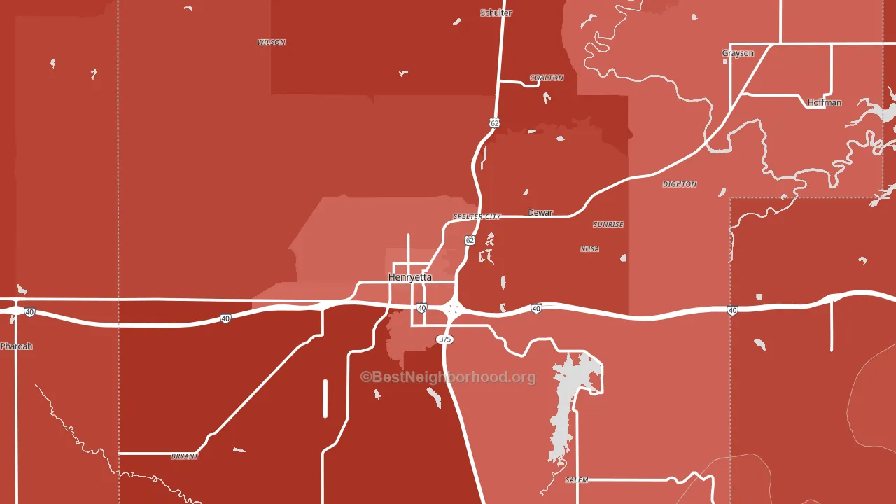 74437, OK block-group political-lean map