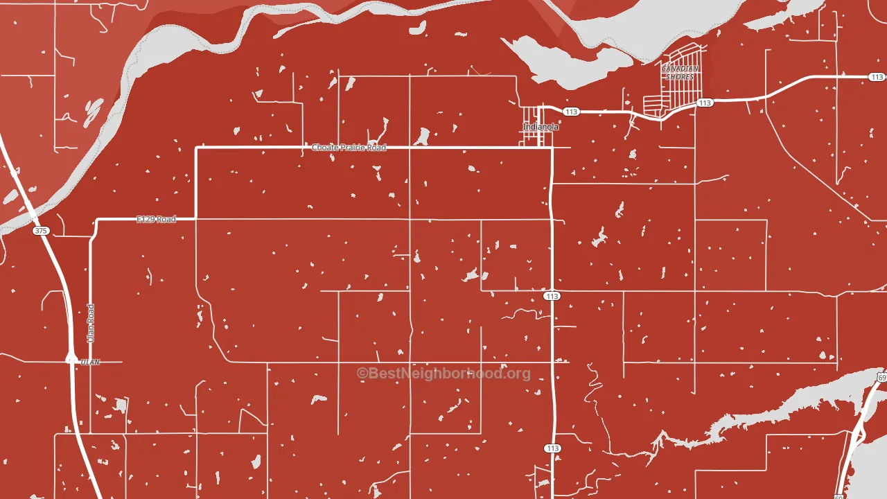 74442, OK block-group political-lean map