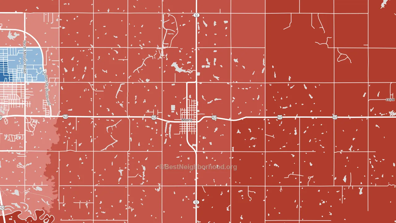 74445, OK block-group political-lean map