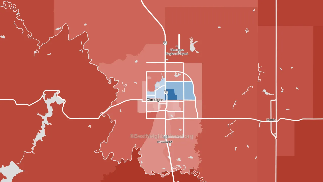 74447, OK block-group political-lean map