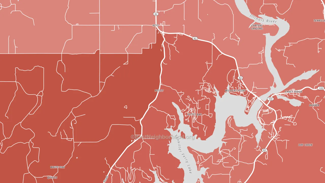 74451, OK block-group political-lean map