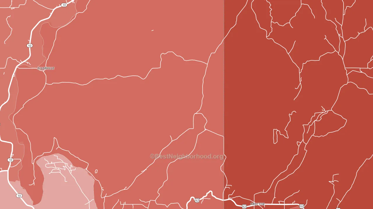 74457, OK block-group political-lean map