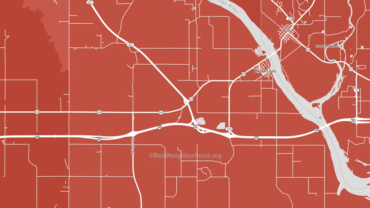 74470, OK block-group political-lean map