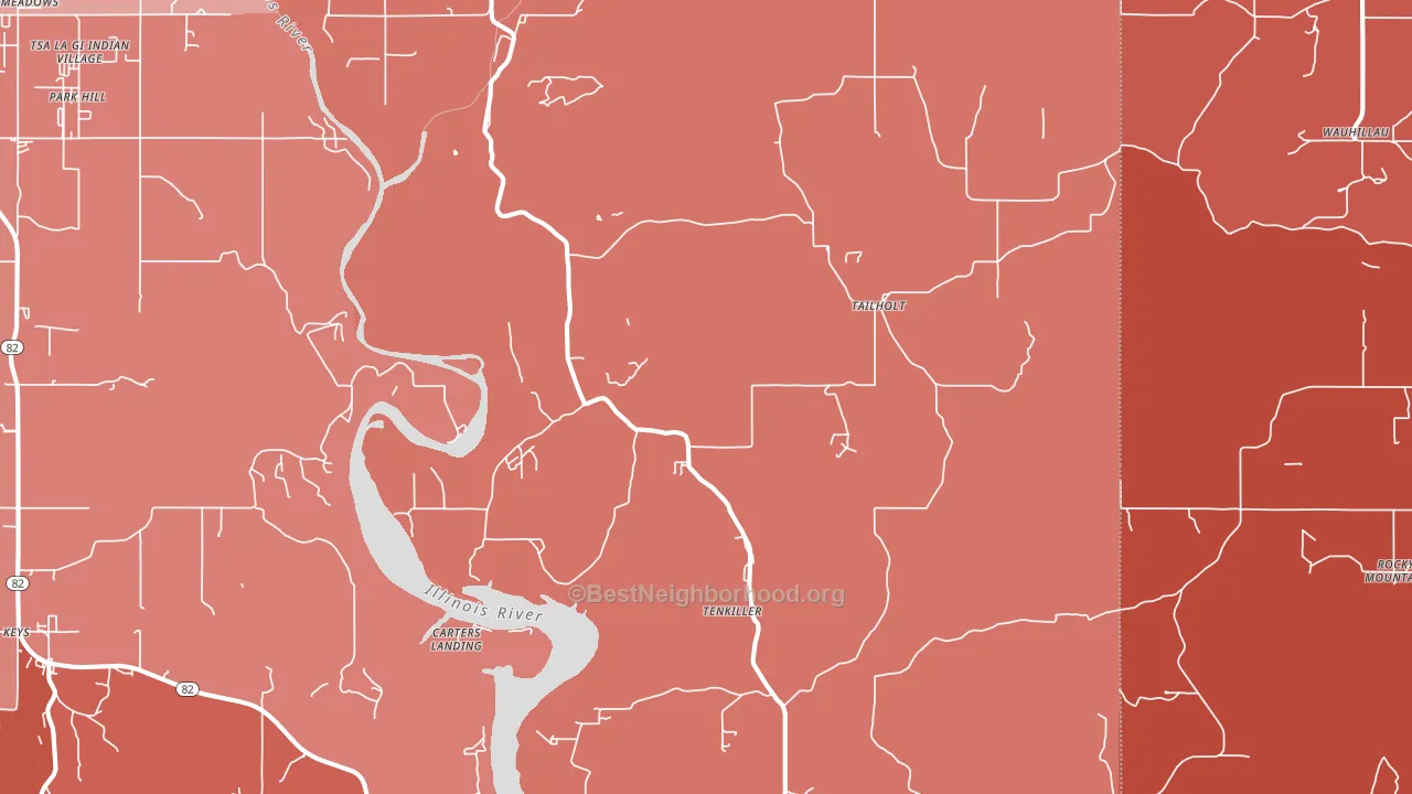 74471, OK block-group political-lean map