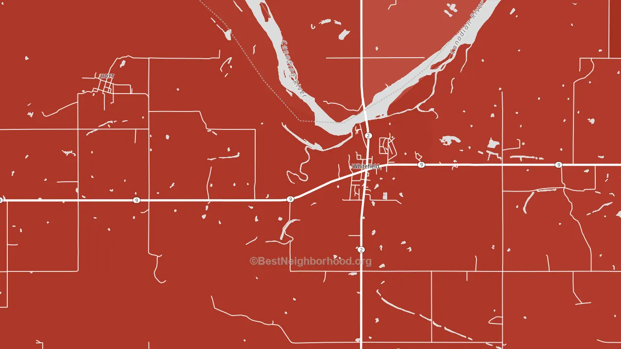 74472, OK block-group political-lean map